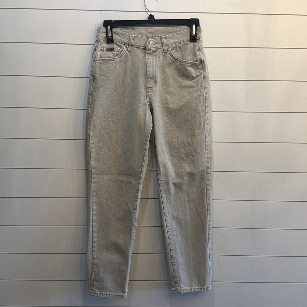 VTG Lee Riveted Jeans Womens 12M (29X30) Brown Tan Denim Straight High Rise USA